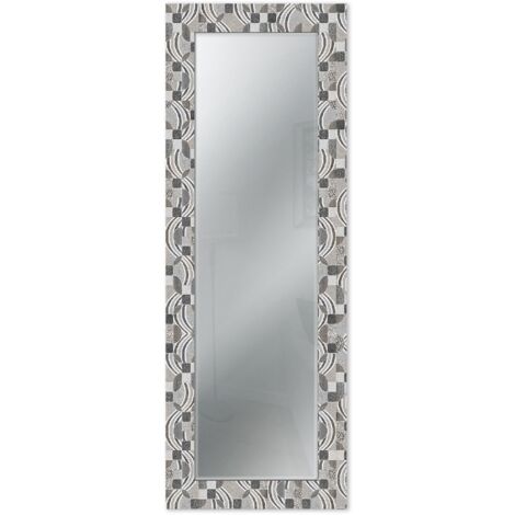 Lupia - Specchio da Parete MIRROR FANTASY LEAVES TILES MIX 44x127 cm, Design Moderno, Adatto per Camera da Letto, Ingresso, Soggiorno, Cornice Stampata in Legno