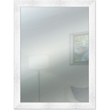Lupia - Specchio da Parete Moderno BOSTON 43x69 cm, Cornice in Legno MDF Ecologico, Design Shabby e Versatile, Adatto a Ingressi, Soggiorni, Camere, Vetro Bianco