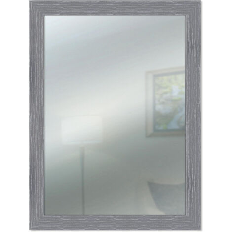 Lupia - Specchio da Parete Moderno BOSTON 43x69 cm, Cornice in Legno MDF Ecologico, Design Shabby e Versatile, Adatto a Ingressi, Soggiorni, Camere, Vetro Grigio
