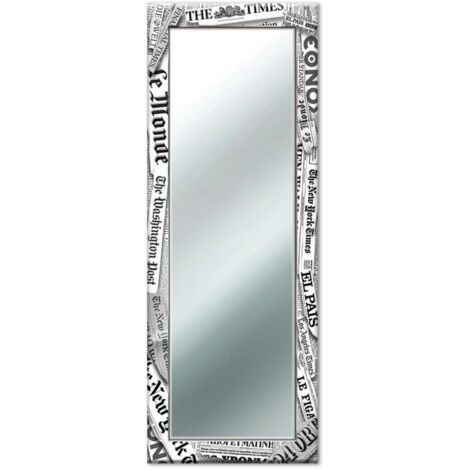 Lupia - Specchio da Parete Moderno Lungo, MIRROR FANTASY JOURNAL, Cornice Stampata in Legno, Ideale per Camera, Soggiorno, Ingresso, Journal Black, Legno, 44x127 cm Journal Black