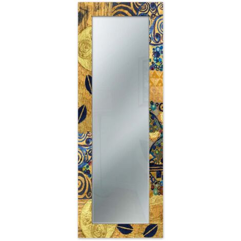 Lupia - Specchio da Parete Moderno MIRROR FANTASY KLIMT GOLD 44x127 cm, Decorazione Stile Artistico, Design per Camera da Letto e Ingresso, Cornice Stampata in Legno