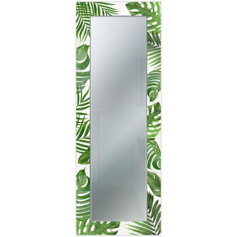 Lupia - Specchio da Parete Moderno, MIRROR FANTASY TROPICAL GREEN Cornice Stampata in Legno, Arredo per Camera, Soggiorno, Ingresso, Specchio Corridoio, Specchi da Parete Vintage, Vetro, 44x127 cm