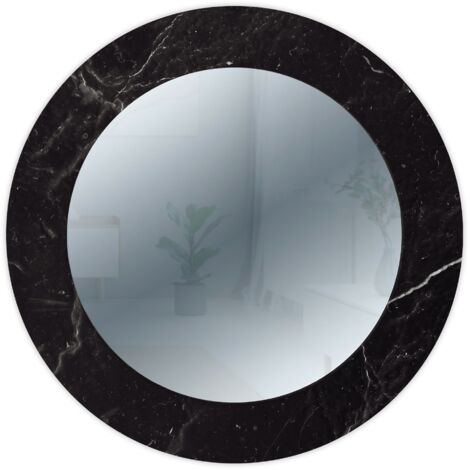 Lupia - Specchio da Parete Rotondo, MIRROR FANTASY MARMO NERO, Cornice Stampata in Legno, Design Moderno, Ideale per Camera da Letto e Ingresso, diametro 65 cm