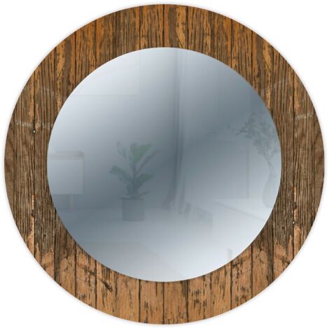Lupia - Specchio da Parete Rotondo, MIRROR FANTASY OLD WOOD, Cornice Stampata in Legno, Ideale per Ingressi e Camere, Decorazioni Parete Eleganti, diametro 65 cm