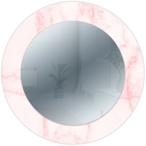 Lupia - Specchio da Parete Rotondo Moderno, MIRROR FANTASY MARMO ROSA, Cornice Stampata in Legno, Decorazione per Camera da Letto, Soggiorno, Ingresso, Diametro 65 cm