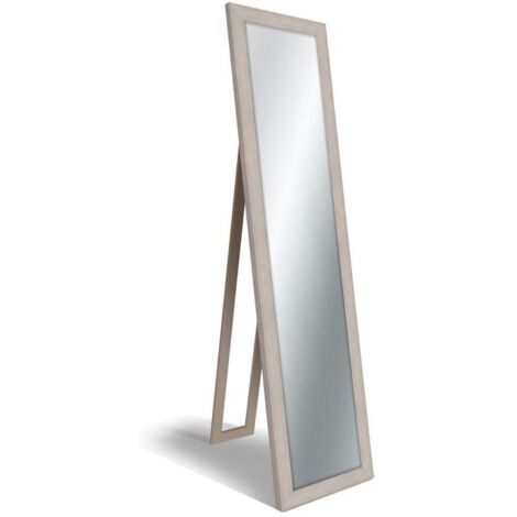 Lupia - Specchio da Terra Moderno BOSTON FLOOR MIRROR 40x160 cm, Specchio Regolabile e Montabile a Parete, Vetro Cristallo Italiano, Cornice in Legno Ecologico, Argento Beige Shabby