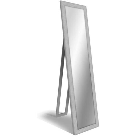 Lupia - Specchio da Terra Moderno BOSTON FLOOR MIRROR 40x160 cm, Specchio Regolabile e Montabile a Parete, Vetro Cristallo Italiano, Cornice in Legno Ecologico, Argento Grigia