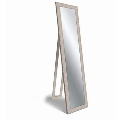 Lupia - Specchio da Terra Moderno BOSTON SHABBY BEIGE FLOOR MIRROR 40x160 cm, Specchio Shabby Chic da Parete, Vetro Cristallo di Prima Luce, Regolabile e Montabile, Beige, Legno