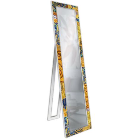 Lupia - Specchio da Terra Moderno FLOOR MIRROR DECO 40x156 cm KLIMT GOLD, Specchiera con Cornice Stampata in Legno Regolabile con cavalletto e Montabile a Parete