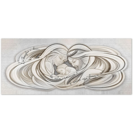 Lupia - Stampa su Tela Canvas World Sacra FAMIGLIA, Quadro Moderno 52x122 cm, Arte Digitale Alta Risoluzione, Tema sacro con testo decorativo, da Parete per Casa, capezzale