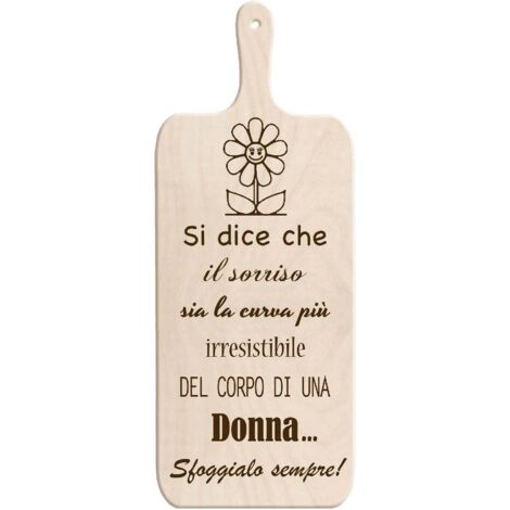Lupia - Tagliere Decorativo LIGHT con manico in Legno 14,5x36,5 cm Regalo per la festa della DONNA, compleanno, anniversario, onomastico
