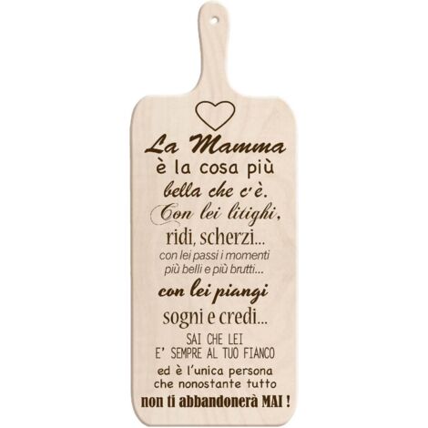 Lupia - Tagliere Decorativo LIGHT con manico in Legno 14,5x36,5 cm Regalo per la festa della MAMMA, compleanno, anniversario, onomastico