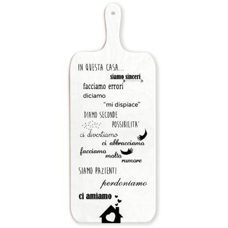 Lupia - Tagliere Decorativo LIGHT WHITE con manico in Legno 15x37 cm CASA Regalo per la famiglia, compleanno, anniversario, onomastico