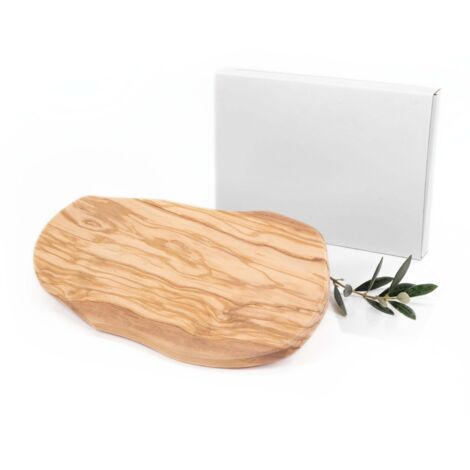 Lupia Tagliere in Legno di Ulivo irregolare Rustico Grande 17,5x29 cm, spessore 1,5 cm, Elegante e Versatile per Cucina, Aperitivi, Degustazioni e Bomboniere per Eventi Speciali, scatola Bianca