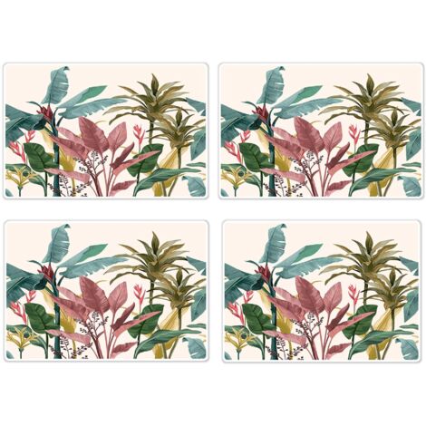 Lupia - Tovagliette americane lavabili, set da 4 pezzi in PVC rettangolari 28,5x43 cm XXL, decorate con tema BANANA LEAVES, da colazione pranzo cena, da tavola in cucina, bar, pizzeria, pub, birreria