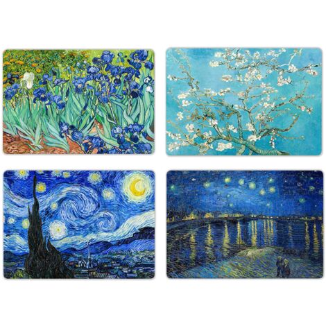 Lupia - Tovagliette americane lavabili XXL, set da 4 pezzi in PVC rettangolari 28,5x43 cm, decorate tema VAN GOGH Notte Stellata, colazione pranzo cena, da tavola in cucina, bar