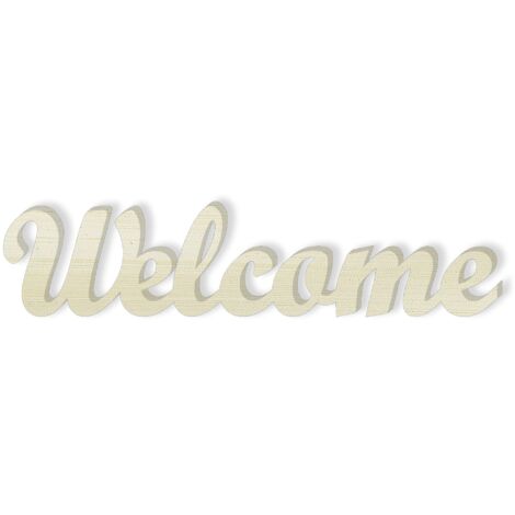 Lupia - Woodwrite Shabby Welcome,Scritta in Legno, Shabby, 83x21x1 cm