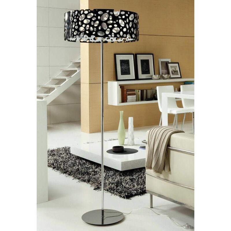 09diyas - Lupine floor lamp 4 Bulbs E27, shiny black / white arylic / polished chrome