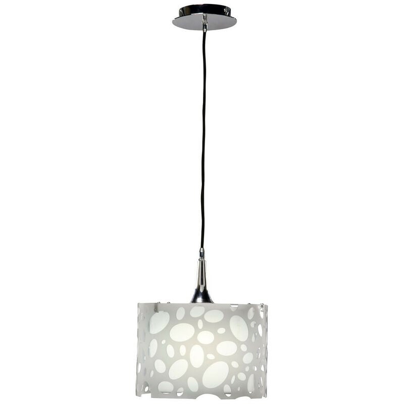 Inspired Mantra Lupin Pendant 1 Light E27, Gloss White/White Acrylic/Polished Chrome, cfl Lamps included