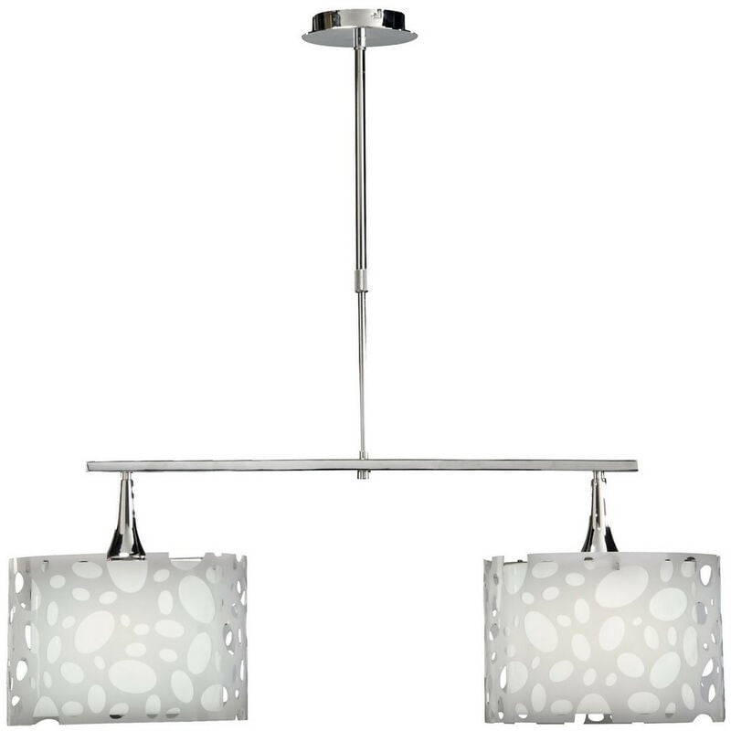 Inspired Mantra Lupin Linear Pendant 2 Light E27 Line Large, Gloss White, White Acrylic, Polished Chrome, cfl Lamps included