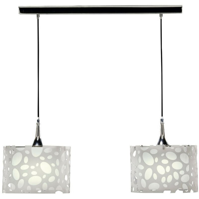 Inspired Mantra Lupin Linear Pendant 2 Light E27 Line, Gloss White/White Acrylic/Polished Chrome, cfl Lamps included