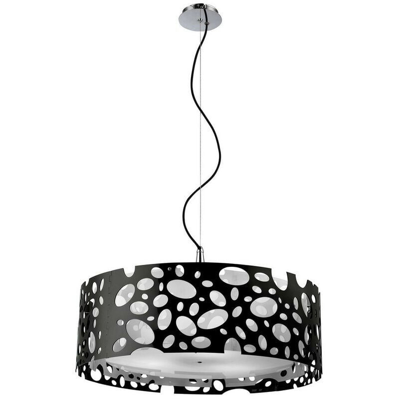 Inspired Mantra Lupin Pendant 4 Light E27, Gloss Black/White Acrylic/Polished Chrome, cfl Lamps included