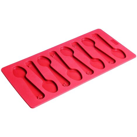 Lurch 83070 caffè Cucchiaio 15 x 30 cm, 8 stampi, Silicone, Rosso Rubino, 12 X 17,5 X 1,5 cm