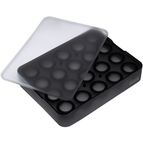 Lurch ICE FORMER - Ghiacciapasta in silicone con coperchio per 20 palline di ghiaccio di dimensioni 3 cm, colore: Nero