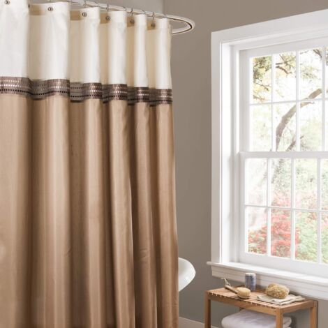 Lush Decor Terra Shower Curtain, Beige/Ivory, 72 Inches x 72 Inches