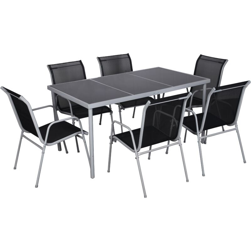 

Lusiana 6: Conjunto de jardín de acero inoxidable y textileno para 6 personas - Gris