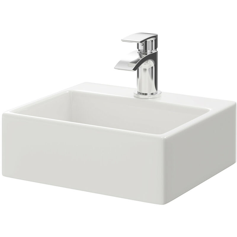 Luso 335mm x 295mm Rectangular Countertop Basin with 1 Tap Hole