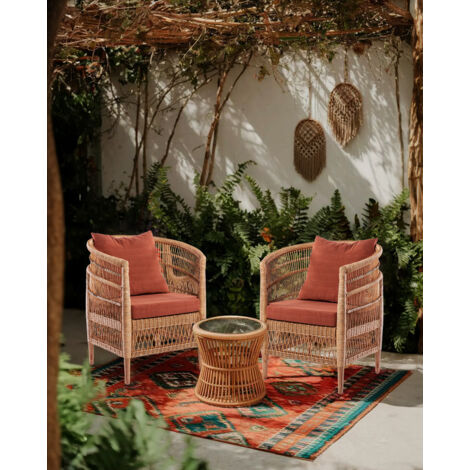 Lusso - Fauteuil de jardin en rotin, coussin amovible