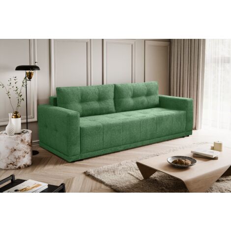Lusso Sofa mit Schlaffunktion und Bettzeugcontainer Grün