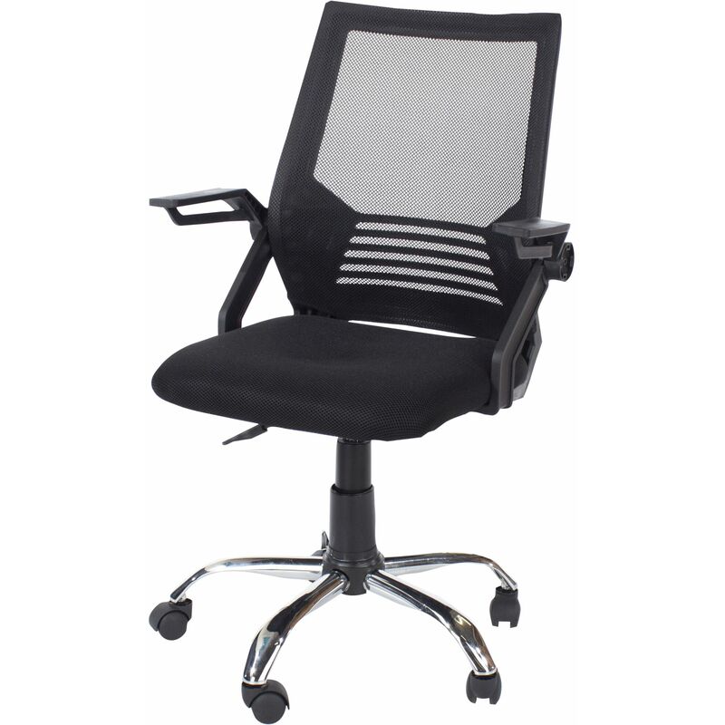 Lust study chair arms black mesh black fabric & chrome base