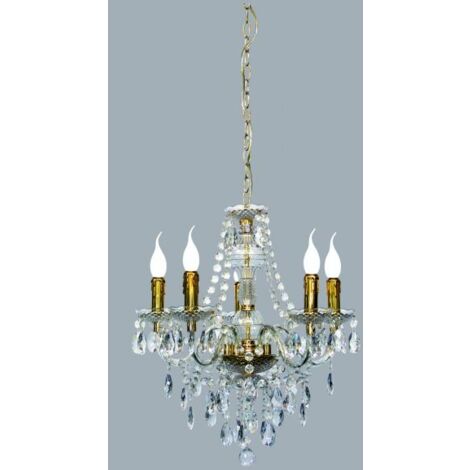 LUSTER LAMPADARIO 5 LUCI ORO D.52CM ATTACCO E14