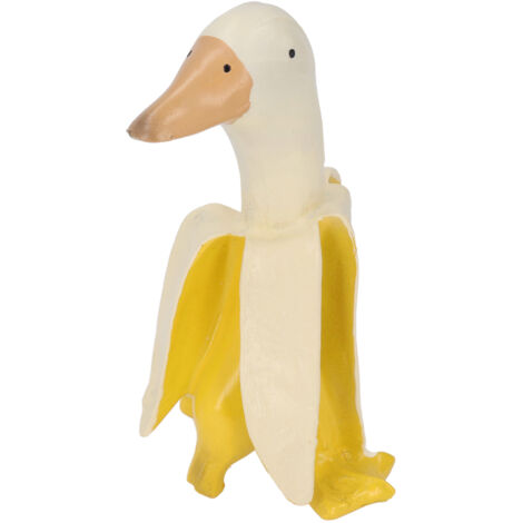 Lustige Bananen-Ente aus Kunstharz als Dekoration für Garten, Terrasse oder Büro – originelle Zierfigur
