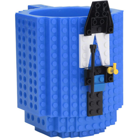 Lustiger Kaffeebecher mit Bausteinen für Kinder, BPA-frei, blau