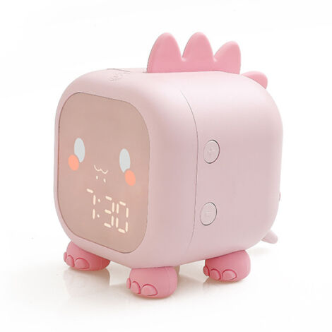 Lustiger LED-Drachenwecker aus Silikon, rosa Nachtlicht für Kinder – Intelligenter Digitalwecker