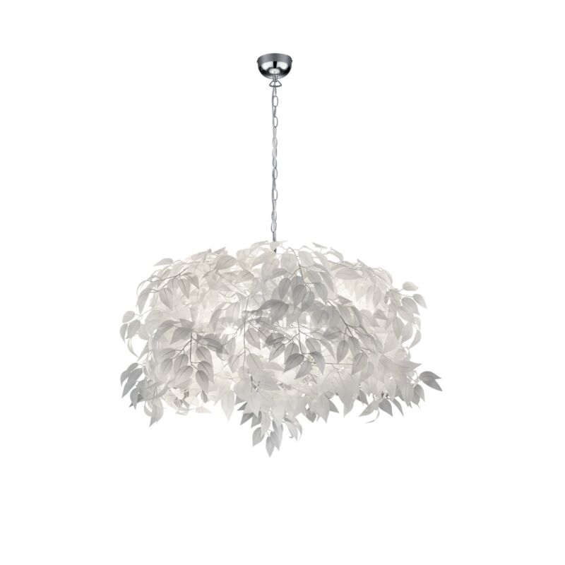 Iperbriko - Lustre 4 Lumières Lavable Blanc Feuilles Leavy Ø70 cm Trio Lighting