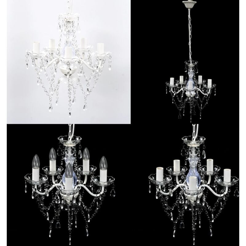 Vidaxl - Lustre 5 ampoules Transparent - Plafonnier en verre de cristal artificiel - lustres - Home & Living - Transparent