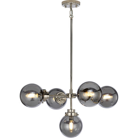Lustre à 5 ampoules Elstead Kula, nickel poli, E14