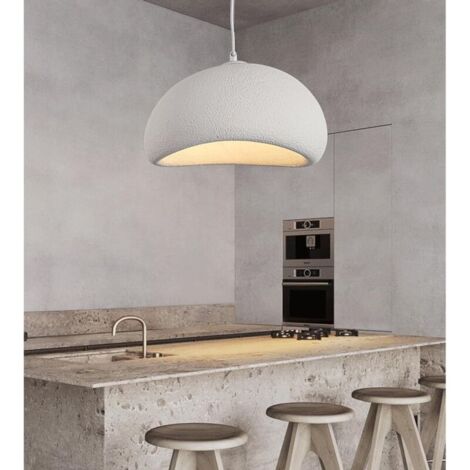 Lustre à abat-jour en pierre simulée de style japonais Wabi-sabi de 30 cm Lampes à suspension en résine à lumière naturelle Éclairage suspendu à vis E27 Éclairage de plafond à fil suspendu régl