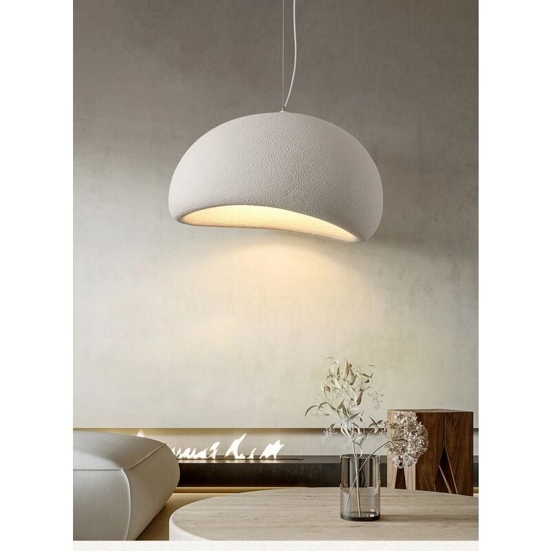 Lustre à abat-jour en pierre simulée de style japonais Wabi-sabi de 40 cm Lampes à suspension en résine à lumière naturelle Éclairage suspendu à vis