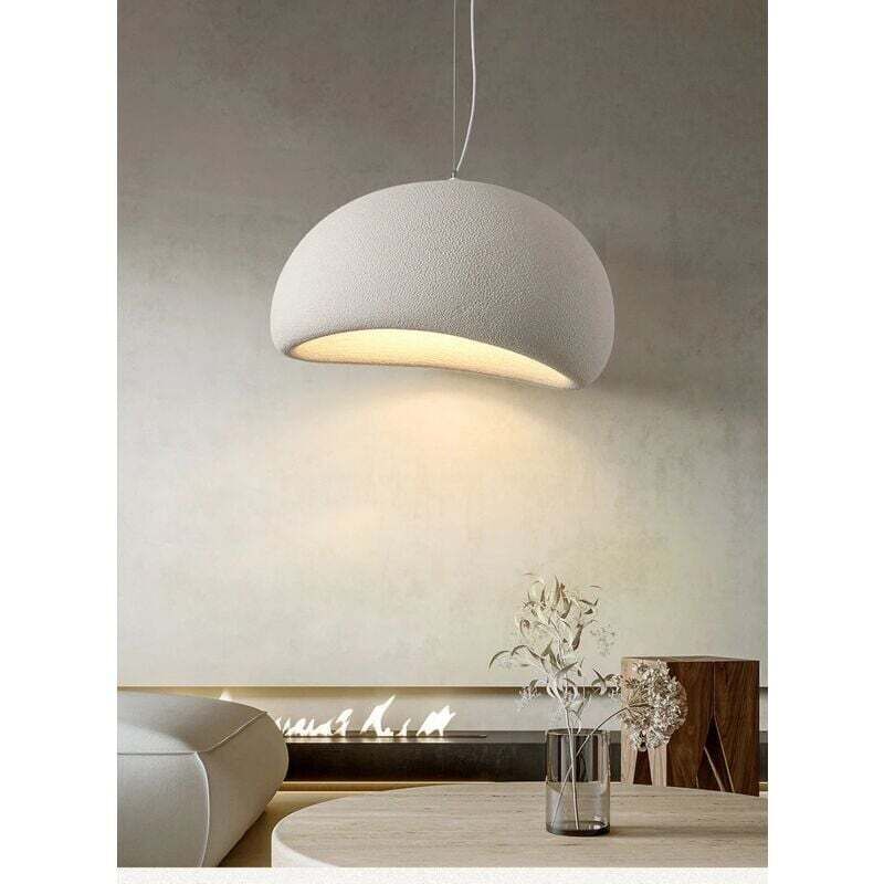 Lustre à abat-jour en pierre simulée de style japonais Wabi-sabi de 40 cm Lampes à suspension en résine à lumière naturelle Éclairage suspendu à vis