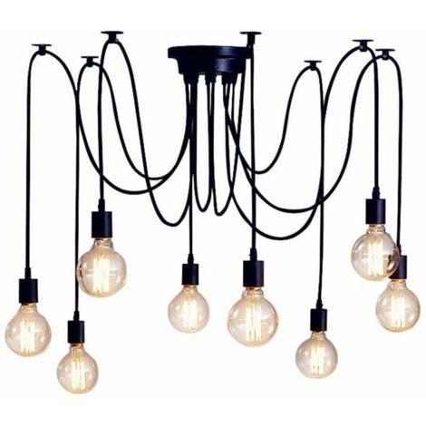Lustre à abat-jour noirE27Support de lampe, équipé de2.0Cordon d'un mètre, longueur ajustable (ampoule non incluse)