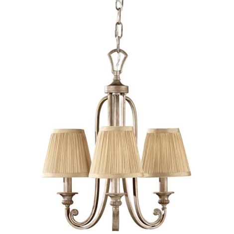 Lustre Abbey crème abat-jour plissé 3xE14 40W Feiss