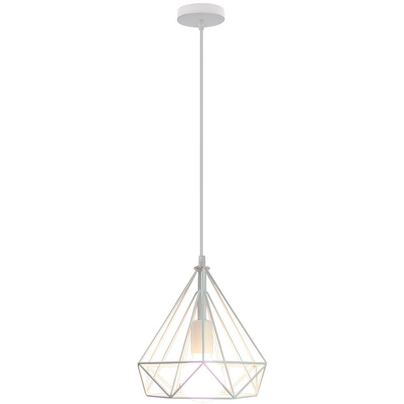 Norcks - Lustre Antique Diamant Suspension Luminaire Rétro Plafonnier Blanc Industriel Métal Vintage 25 Cm