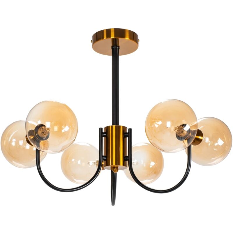 Toolight - lustre APP1120 métal - verre noir - or E27 1-POINT lumineux