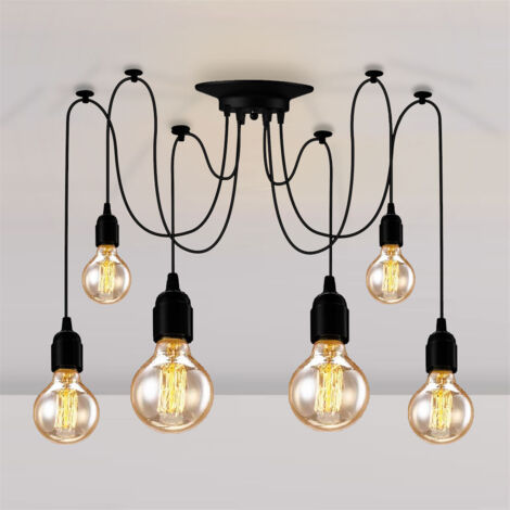 Lustre Araignée Industriel Rétro 3 Bras Blanc - Suspension Plafond Ajustable DIY, Style Vintage Pour Salon, Chambre, Café