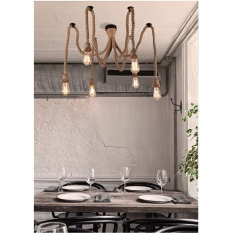 Lustre Araignée Suspension 6 Brins E27 Douille Lampe Country Retro B59-6